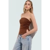 Basic Straplez Kolsuz Bluz %95 Pamuk Örme Kumaş Fitted Uzun Ömürlü Trend Tasarım
