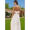 Beyaz Kadın Maxi Elbise Poplin Kumaş Brode Detaylı Yazlık Plaj Mükemmel Uyum Rahat Ve Şık