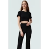 Bisiklet Yaka Fitted Örme Bluz Pantolon Takım Günlük Kullanım Zarifane Tasarım Rahat Ve Şık