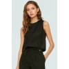 Bisiklet Yaka Kolsuz Crop Bluz 100 Polyester Aerobin Dokuma Yazlık Günlük Şık Görünüm Modern Stil