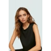 Bisiklet Yaka Kolsuz Crop Bluz 100 Polyester Aerobin Dokuma Yazlık Günlük Şık Görünüm Modern Stil