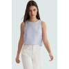 Bisiklet Yaka Kolsuz Crop Bluz 100 Polyester Aerobin Dokuma Yazlık Günlük Şık Görünüm Modern Stil
