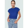 Bisiklet Yaka Kolsuz Örme Bluz Crop Fit Yazlık Günlük Zarifane Tasarım Dayanıklı Malzeme