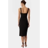 Bodycon Elbise Midi Boy Kolsuz Düğmeli Detay Polyester Elastan Karışımı