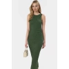 Bodycon Kalıp Midi Elbise Örme Kumaş Bisiklet Yaka Astarlı Uzun Ömürlü Rahat Ve Şık