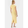 Bodycon Kesim Kısa Kollu Midi Elbise Dokuma Kemer Detaylı İş Elbisesi Rahat Kullanım Uzun Ömürlü