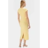 Bodycon Kesim Kısa Kollu Midi Elbise Dokuma Kemer Detaylı İş Elbisesi Rahat Kullanım Uzun Ömürlü