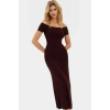 Bodycon Maxi Elbise Carmen Yaka Kısa Kollu Örme Kumaş Yazlık Rahat Ve Şık