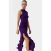 Bodycon Maxi Elbise Esnek Fırfırlı Kayık Yaka Yazlık Seçkin Malzeme Trend Tasarım