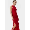 Bodycon Maxi Elbise Esnek Fırfırlı Kayık Yaka Yazlık Seçkin Malzeme Trend Tasarım