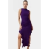 Bodycon Maxi Elbise Esnek Fırfırlı Kayık Yaka Yazlık Seçkin Malzeme Trend Tasarım