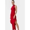 Bodycon Maxi Elbise Esnek Fırfırlı Kayık Yaka Yazlık Seçkin Malzeme Trend Tasarım