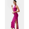Bodycon Maxi Elbise Esnek Fırfırlı Kayık Yaka Yazlık Seçkin Malzeme Trend Tasarım