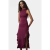 Bodycon Maxi Elbise Esnek Fırfırlı Kayık Yaka Yazlık Seçkin Malzeme Trend Tasarım