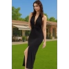 Bodycon Maxi Örme Elbise V Yaka Plaj Elbisesi Yaz Koleksiyonu Rahat Kullanım Dayanıklı Malzeme