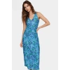 Bodycon Midi Elbise Çiçek Baskı 96% Polyester 120cm Boy Örme Kumaş Dayanıklı Malzeme