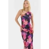 Bodycon Midi Elbise Kolsuz Tek Omuz Örme Kumaş Günlük Şık Dayanıklı Malzeme
