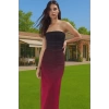 Bodycon Midi Elbise Örme Tül Kumaştan Astarlı Degrade Elbise Yazlık Dayanıklı Malzeme Konforlu Kesim