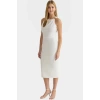 Bodycon Midi Elbise Şık Halter Yaka Nefes Alan Dokuma Kumaş Günlük ve Özel Günler İçin