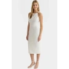 Bodycon Midi Elbise Şık Halter Yaka Nefes Alan Dokuma Kumaş Günlük ve Özel Günler İçin