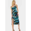 Bodycon Midi Elbise Tül Örme V Yaka Yazlık Soyut Desen Rahat Ve Şık Mükemmel Uyum