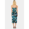 Bodycon Midi Elbise Tül Örme V Yaka Yazlık Soyut Desen Rahat Ve Şık Mükemmel Uyum