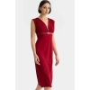 Bodycon Midi Elbise V Yaka Kemerli Scuba Krep Polyester Günlük Uzun Ömürlü Modern Stil