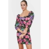 Bodycon Mini Elbise Polyester Queen Crep Dokuma Truvakar Kol Kemerli Profesyonel Görünüm