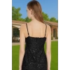 Bodycon Siyah Mini Abiye Elbise Örme Payetli Kumaş Otriş Detaylı Rahat Kullanım Rahat Kullanım
