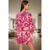 Bohem Stil Viskon Pijama Takımı Etnik Desenli Bağlamalı Şortlu Yazlık Dayanıklı Malzeme Şık Görünüm