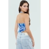Boyundan Bağlamalı Crop Bluz Soyut Desenli Örme Tül Günlük Stil Yüksek Kalite