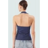 Boyundan Bağlamalı Kolsuz Fitted Bluz Pamuklu Polyester Elastan Casual Yazlık Şık Görünüm