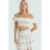 Brode Kumaş Kolsuz Fitted Crop Bluz Yazlık Günlük Stil Dayanıklı Malzeme Kullanım İçin