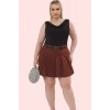 Büyük Beden Kadın Şort Etek; Dokuma Kumaş Yüksek Bel Kısa Boy Günlük Kullanım Modern Tasarım