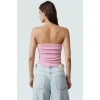 Büzgülü Örme Straplez Bluz Crop Fitted Rahat Yazlık Uzun Ömürlü Ve Şık