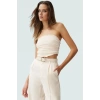 Büzgülü Örme Straplez Bluz Crop Fitted Rahat Yazlık Uzun Ömürlü Ve Şık