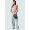 Büzgülü Örme Straplez Bluz Crop Fitted Rahat Yazlık Uzun Ömürlü Ve Şık