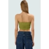 Büzgülü Örme Straplez Bluz Crop Fitted Rahat Yazlık Uzun Ömürlü Ve Şık