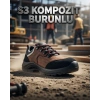 Carla Jr S3 Kompozit Burunlu Kahverengi Kaymaz Taban Antistatik Hafif İş Ayakkabısı