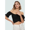 Carmen Yaka Uzun Kollu Poplin Bluz Yazlık Günlük Tarz Seçkin Malzeme Rahat Kullanım