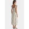 Çiçek Desenli A line Maxi Elbise Şifon Kumaş Rahat Kalıp Yazlık Modern Stil Özel Tasarım