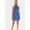 Çiçekli A line Şifon Elbise Halter Yaka Mini Boy Astarlı Konforlu Kesim Modern Stil