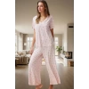 Çiçekli Desenli Viskoz Pijama Takımı Rahat Nefes Alan Geniş Paça Özenle Seçilmiş Seçkin Malzeme