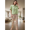 Çiçekli Örme Pamuk Pijama Takımı İdeal Ev Giyim Konforu Yüksek Kalite Uzun Ömürlü
