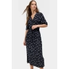 Çiçekli Viskoz Midi Elbise A line Kesim Kısa Kollu Rahat ve Şık Modern Stil