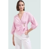 Çizgili Fitted Terrycotton Bluz Kısa Kol Yazlık Günlük Konforlu Kesim Zarifane Tasarım