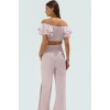 Çizgili Pamuklu Bluz Pantolon Takım Plaj ve Günlük Stil Konforlu Kesim Rahat Şık