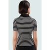 Çizgili Polo Yaka Fitted Örme Bluz Kaliteli İşçilik Dayanıklı Malzeme Özel Tasarım