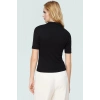 Çizgili Polo Yaka Fitted Vücuda Oturan Viskon Bluz Seçkin Malzeme Kaliteli İşçilik