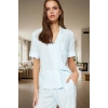 Çizgili Rahat Viskoz Pijama Takımı %100 Shally Dokuma Mükemmel Uyum Uzun Ömürlü